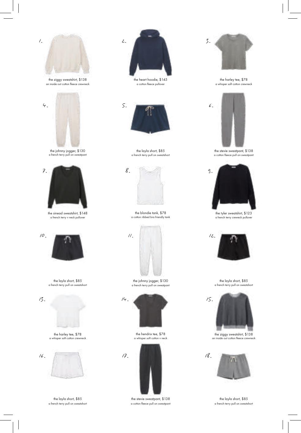 Flat-lay product index from the Summer 2026 lookbook